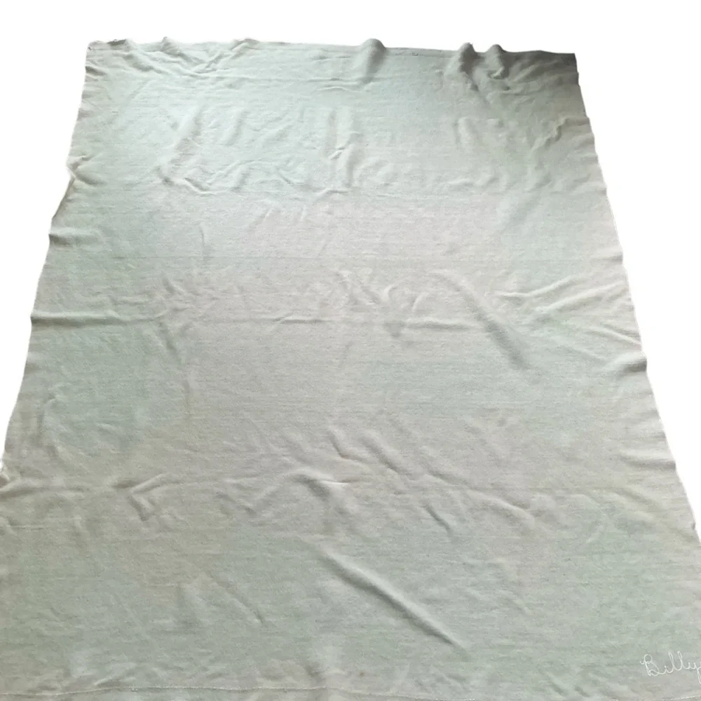 Vintage 1940s/50s mint green wool blanket 58 x 75
